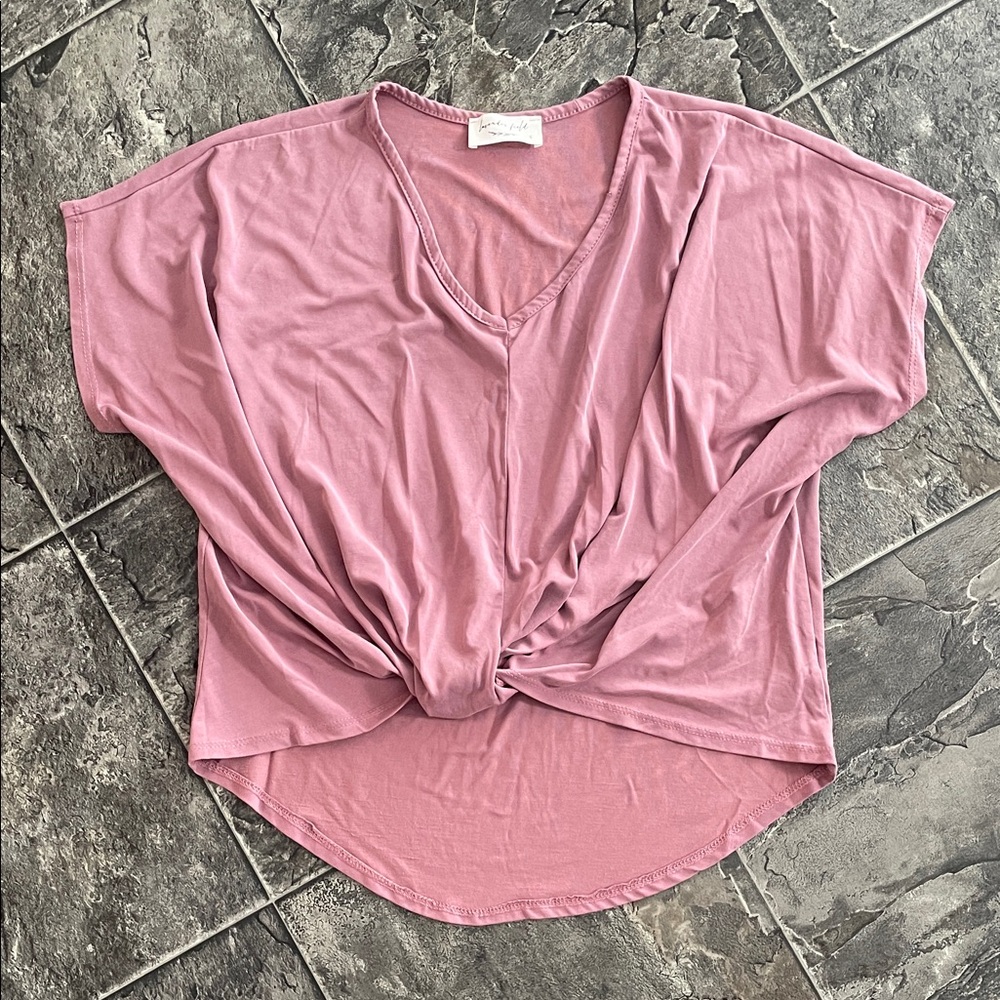 ANTHROPOLOGIE LAVENDER FIELD Pink V-Neck Women's Top Yoga Athleisure Streetwear